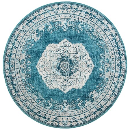 Safavieh 7 x 7 ft. Crystal Power Loomed Round Area Rug; Beige & Dark Teal CRS519B-7R